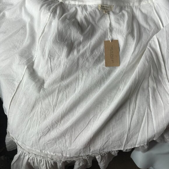 NWT - Voloshin X The Mom Edit Linen White Gigi Wrap Ruffle Skirt - Size M - Picture 7 of 13